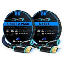 Maximm HDMI Extension Cable Male to Female (6 Feet, 2 Pack), 8K & 10K Ultra HD, High-Speed, HDCP, ARC, 3D, 1080p to 2160p Video, 50Gbps Bandwidth