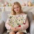 thumbnail image 5 of Luoshdecor Floral Embroidered Throw Pillow Covers，18x18in,Boho Spring Cozy Flower Pillowcase for Living Room Couch Sofa Bed, 5 of 5