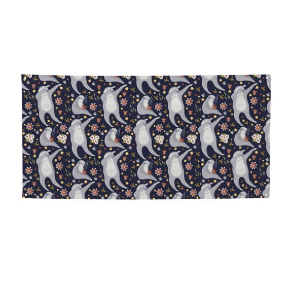 Picia Sloths Dancing Pattern Party Banner, Festive Decoration, Holiday Banner, Celebration Decor, Event Banner, Reusable Party Banner-Small