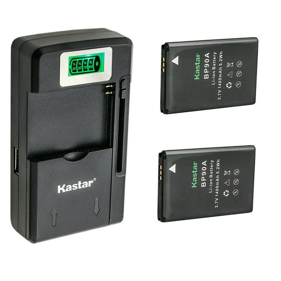 Kastar 2-Pack Battery and LCD USB Charger Compatible with Samsung BP-90A BP90A IA-BP90A Battery, Samsung HMX-E10, HMX-E10WP, HMX-E10BP, HMX-E10OP Digital Cameras