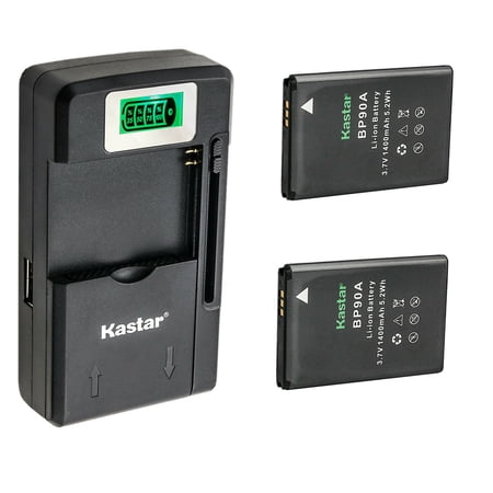 Kastar 2-Pack Battery and LCD USB Charger Compatible with Samsung BP-90A BP90A IA-BP90A Battery Samsung HMX-E10 HMX-E10WP HMX-E10BP HMX-E10OP Digital Cameras