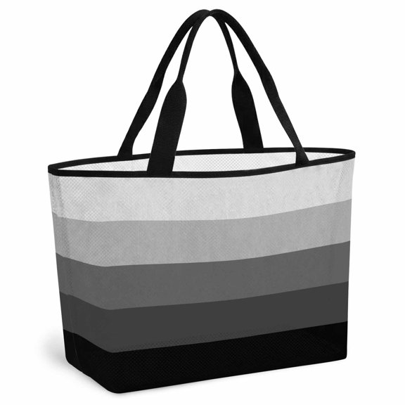 Black Grey Ombre Beach Bag for Women, Large Breathable Mesh Beach Tote Bag, Modern Abstract Art Farmhouse Striped Sandproof Lightweight Travel Bags for Vacation Picnic Swimming Pool 15.7"x15.7"x9.1"
