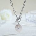 thumbnail image 7 of Lsnesstla Pearl Pendant Toggle Paperclip Necklaces for Women Stainless Steel Paperclip Chain Necklace Freshwater Round Pearl Jewelry for Wife Mother Girlfriend, 7 of 7