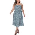 thumbnail image 2 of DARING DIVA Women's Plus Size Tie Front Spaghetti Strap Midi Floral Dress 4X Green, 2 of 6