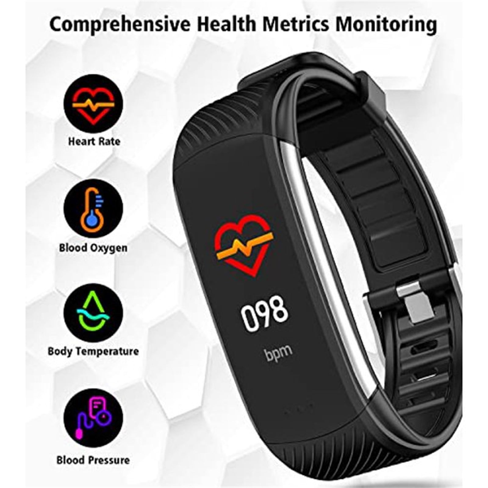 Bluetooth Heart Rate Blood Pressure Smart Watch Fitness Tracker Bracelet  Color:black - Walmart.com