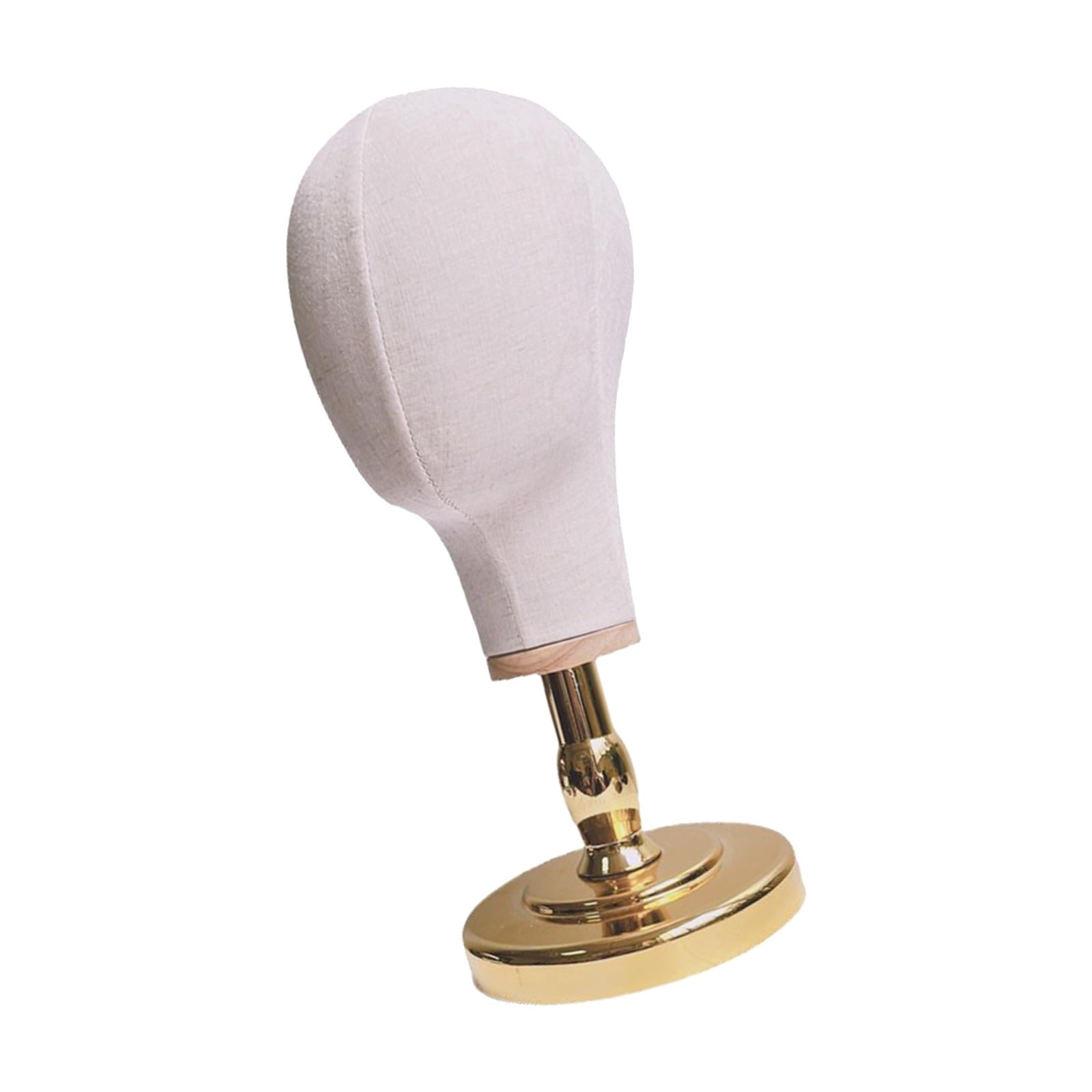 Gazechimp Canvas Block Head Desktop with PVC Base Mannequin Head for Hat Jewelries Gold