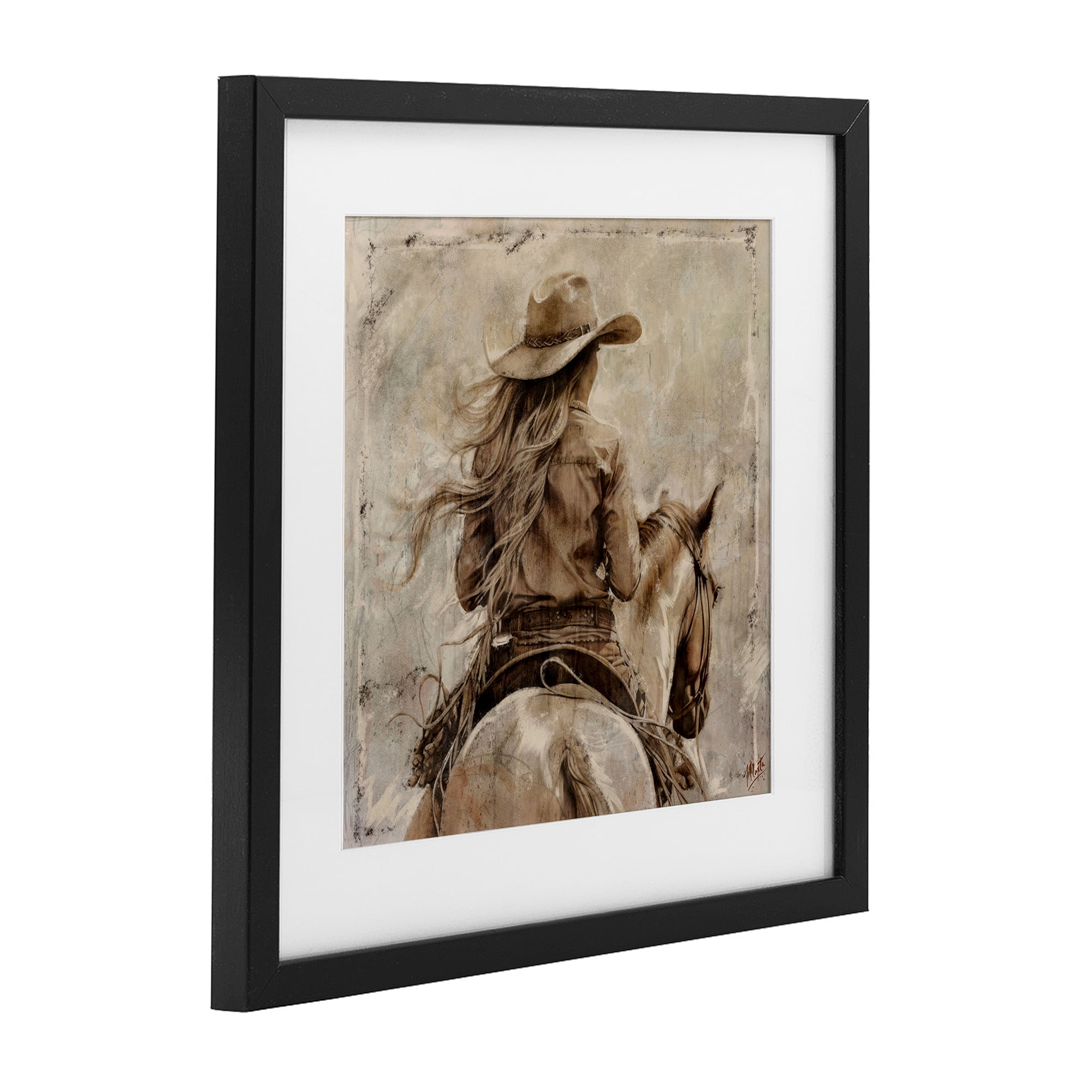 Stupell Industries Windblown Cowgirl on Horseback Black Framed Print Under Glass, design by Marta Wiley