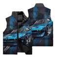 thumbnail image 3 of Chaleco cálido resistente al viento con cuello alto y cremallera con estampado de coche deportivo clásico en 3D para hombre, para viajes al aire libre en la calle, pelea de bolas de nieve, 3 of 5