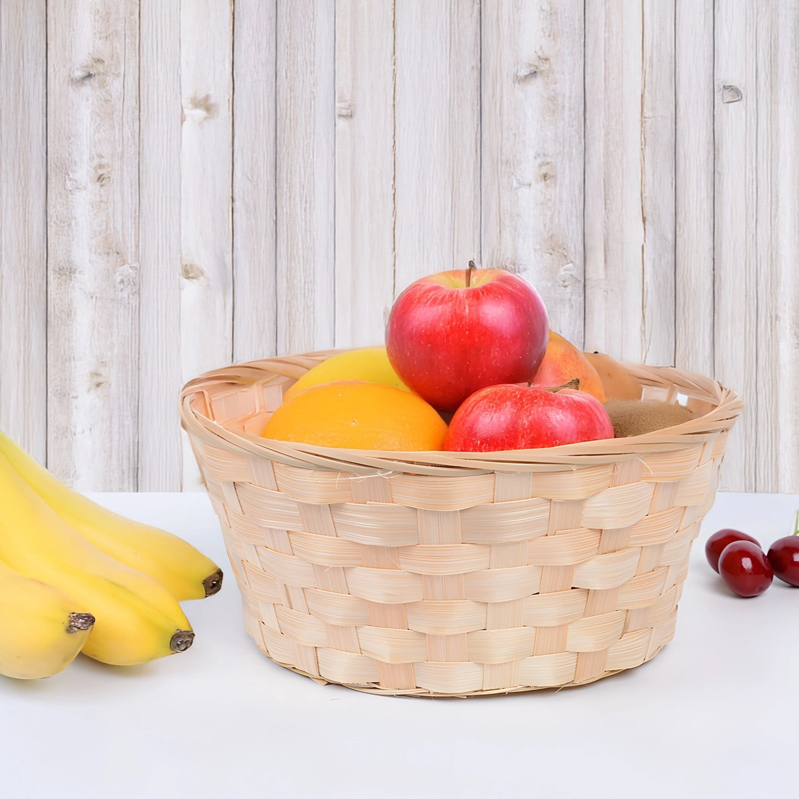 Bamboo Bread Baskets for Serving, 12 Pcs Handwoven Fruit Storage Baskets, Round Design, Serving Basket for Picnic, Dining Table, Snacks, Fruit Display, 7.1 x 2.8 in