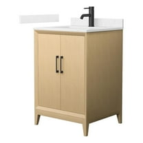 Janna 24" White Oak Single Vanity & Carrara Cultured Marble Top & Black Trim