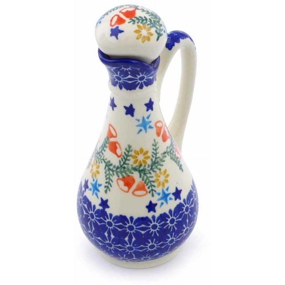 Polish Pottery 4 oz Bottle (Wreath Of Bealls Theme) Hand Painted in Boleslawiec, Poland   Certificate of Authenticity