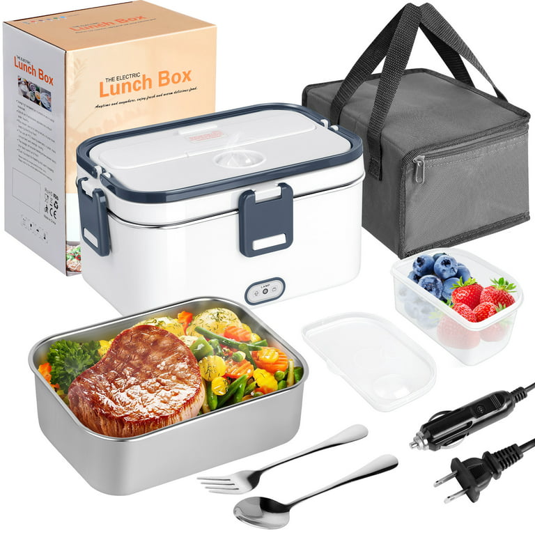 Reabulun electric lunch box food heater 60w, portable food warmer self  heating lunch box, 12v 24v 110v heated lunch box for adults car
