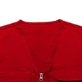 thumbnail image 4 of Men's Cargo Vest Casual Multiple Pockets Outdoor Work Vests Zipper Sleeveless V Neck Fishing Hiking Jacket Red XXXXL, 4 of 8
