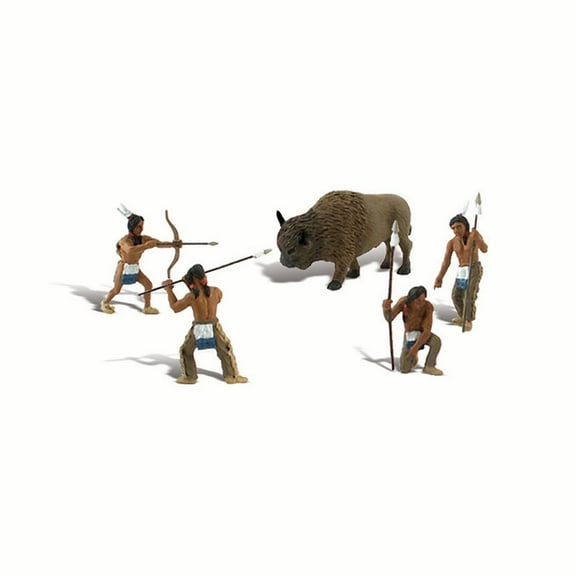 Woodland Scenics SP4444 1.5-Inch Scene Setters Figurine, Natives/Buffalo, 5/Pack