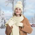 thumbnail image 2 of Knitted Hats Scarves And Gloves Set Of Three Women's Outdoor Warm Double Wool In Autumn And Winter., 2 of 4