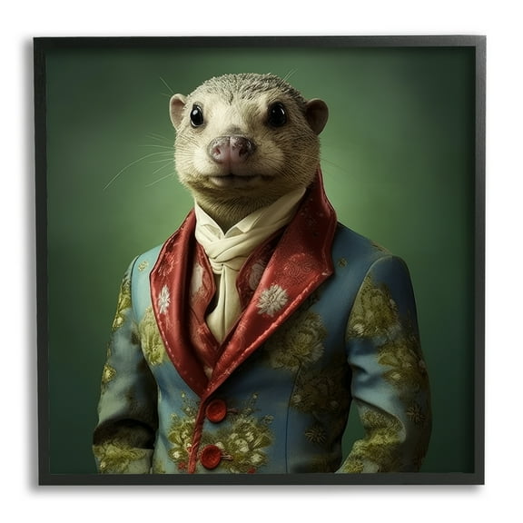 Stupell Industries Classy Animal Fashion Portrait Animals & Insects Painting Black Framed Art Print Wall Art, 12 x 12