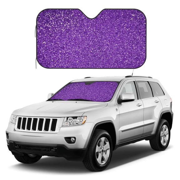 Kdxio Glitter Purple Print Windshield Sun Shade, Foldable Sun Blocker for Car,Truck,SUV Automotive Interior Sun Protection,Reflective Shade for Front Windshield(Small)