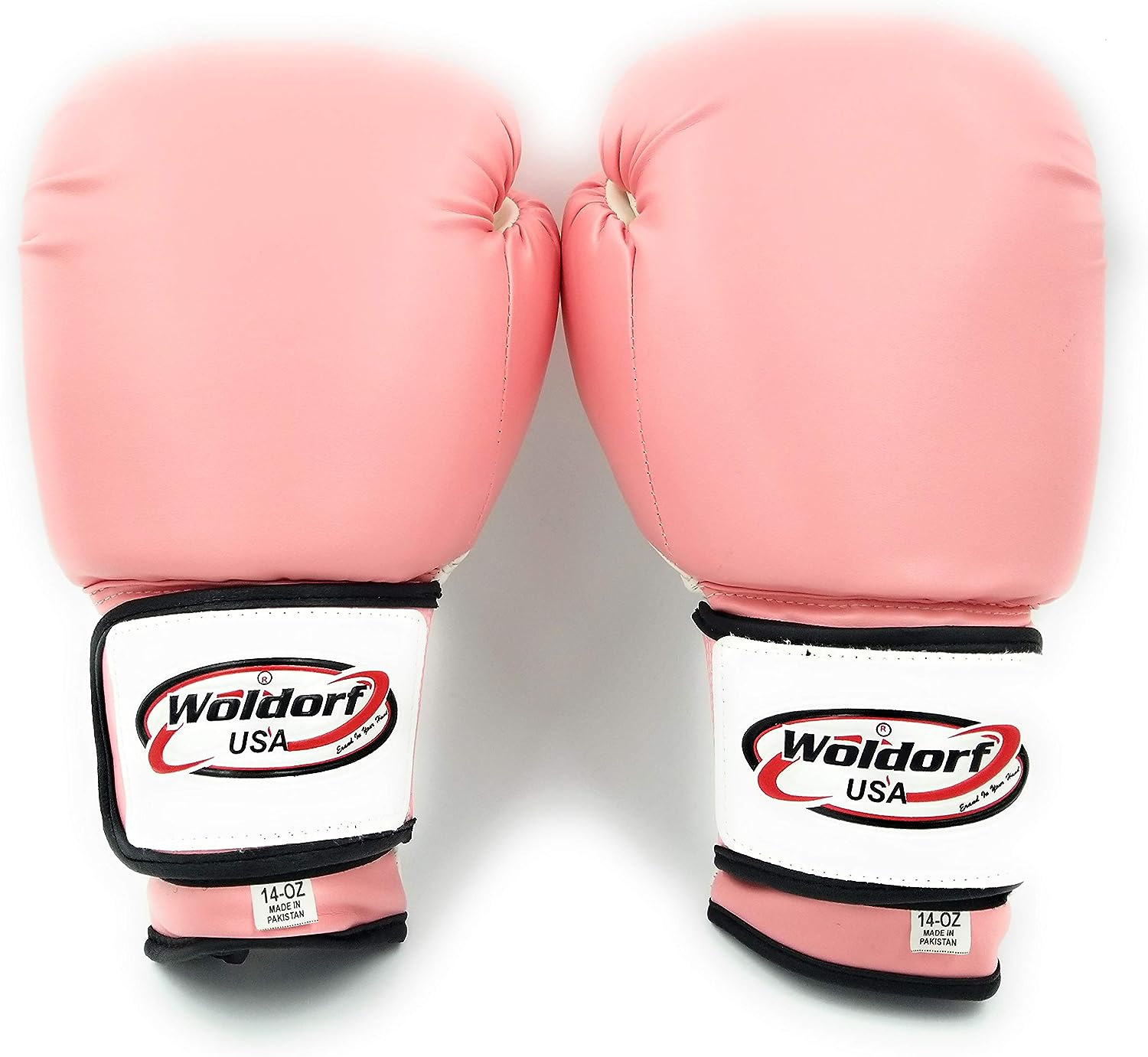 Woldorf USA Pink Boxing Gloves for Men and Women Heavy Essential Gel Boxing Punching Bag Gloves Kickboxing Sparring MMA Muay Thai Training Gloves Vinyl 14oz