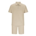 thumbnail image 4 of RYDCOT Men's Tracksuits 2 Piece Outfits, Short Sets for Men Casual Crewneck Summer Lapel Zipper T Shirt and Drawstring Athletic Short Khaki XL(XL), 4 of 6
