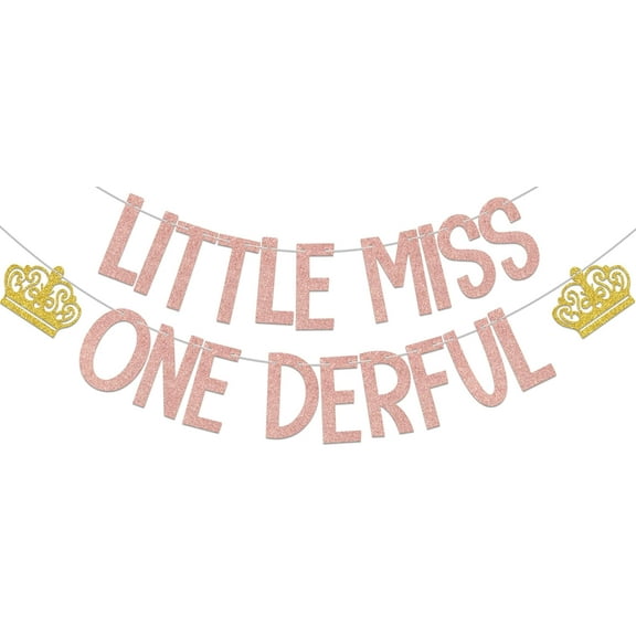 Little Princess 1st Birthday Banner for Girls,Funny Little Miss One Derful Banner,Isn't She Onederful,One Year Old Girl Birthday Baby Shower Party Decor Supplies Rose Gold