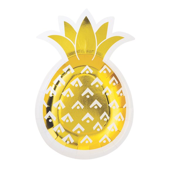Shaped Pineapple Plate - Party Supplies - 8 Pieces