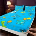 thumbnail image 4 of Manfei Cute Cartoon Dino Animals Queen Sheets,Kawaii Cars Queen Sheet Sets,Blue Green,4 Pieces,1 Flat Sheet,1 Fitted Sheet and 2 Pillowcases, 4 of 6