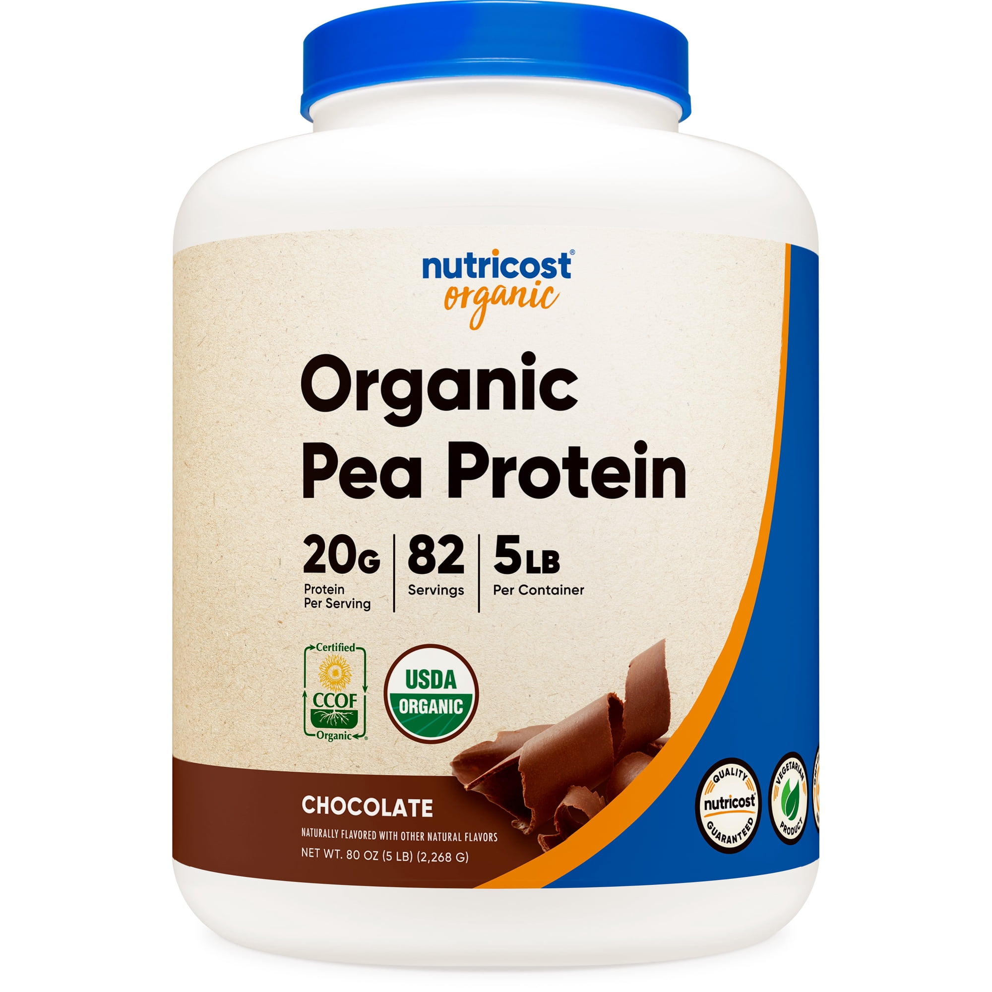 Nutricost Organic Pea Protein Powder Chocolate, 5 Pounds - Protein from Plants