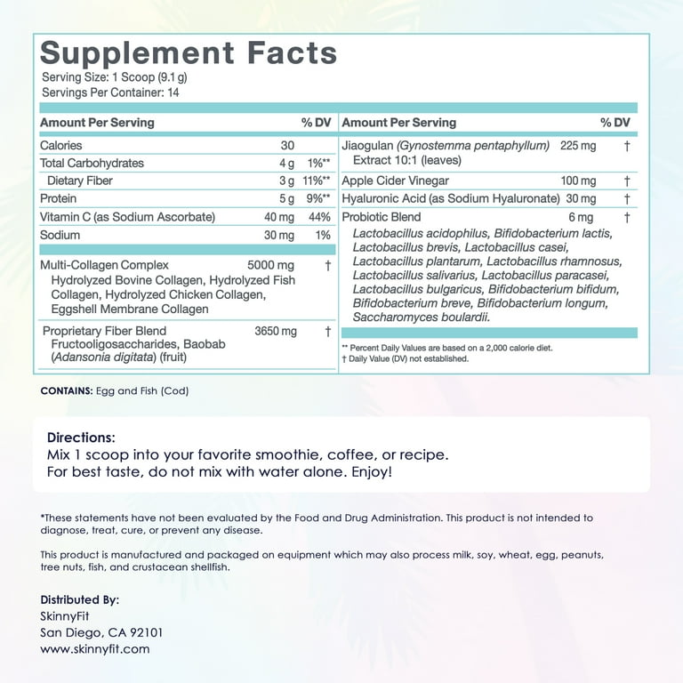 SkinnyFit Super Youth Collagen, Multi Collagen Peptides Powder, Probiotics, Fiber, Hyaluronic Acid, Anti-Aging, Gut Health Support, NON GMO, Gluten ... SkinnyFit Super Youth Collagen, Multi Collagen Peptides Powder, Probiotics, Fiber, Hyaluronic Acid, Anti-Aging, Gut Health Support, NON GMO, Gluten ...