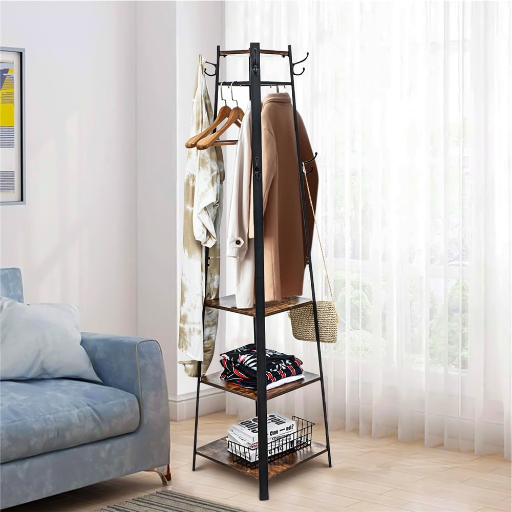 Wooden Coat Rack Freestanding Coat Tree with 4 Height Options and 9 Hooks,  Sturdy Coat Rack Stand fo…See more Wooden Coat Rack Freestanding Coat Tree