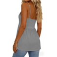thumbnail image 5 of LIZUOJUN Womens Tank Tops Solid Color Pleated Spaghetti Strap V-Neck Cami Top Summer Dressy Trendy Sleeveless Loose Fit Tops Grey 3XL, 5 of 6