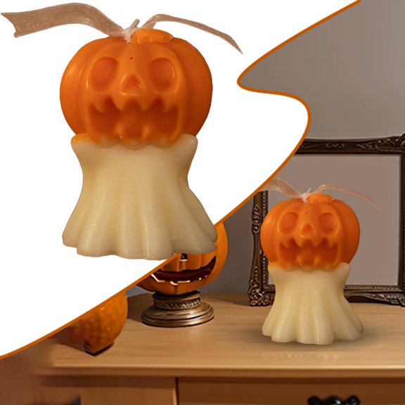 Clearance Halloween Decor Under $6 Halloween Pumpkin Decorative Scented Candles Natural Soy Beeswax Clean Long Lasting Burn Festive Atmosphere For Any Room Parties Cozy Holiday Decoration,1PC
