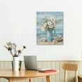 thumbnail image 2 of Shiartex Beach Wall Art for Living Room Blue Ocean Theme Canvas Print Modern Abstract Coastal Picture Seascape Painting Daisy Flower in Indian Vase Framed Artwork for Seaside Bedroom Office 16x20 Inch, 2 of 3