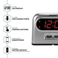 thumbnail image 2 of Sharp Digital Alarm Clock with 2 FastCharge USB ports, SPC189, 2 of 6
