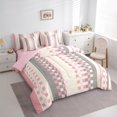 thumbnail image 4 of Manfei Modern Abstract Ombre 7-Piece Twin Bedding Sets, Chic Pink Rectangle Plaid Bedding Comforter Set, Teens Adult Female Man Reversible Sheet Sets, Breathable Home Decor, 4 of 8