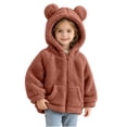 thumbnail image 5 of Besolor Toddler Girls Winter Fuzzy Sherpa Hoodies Fleece Thermal Warm Long Sleeve Sweatshirts Zip up Jackets with Pockets(1-2 Years,Brown), 5 of 6