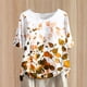 thumbnail image 2 of Tops de Lino para Mujeres Imprimir Suéter Cuello Redondo Manga Corta Superior Poliéster, Blusa de Moda Casual para la Primavera Y el Verano, 2 of 5