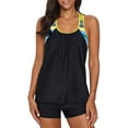 thumbnail image 1 of Haut Tankini Rehausseur à Rayures Imprimées avec Bretelles et Short pour Femmes, 1 of 6
