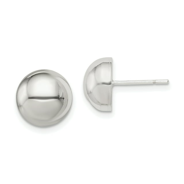 925 Sterling Silver 10mm Button Stud Earrings Ball