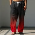 thumbnail image 1 of Pantalones largos para hombre, cintura elástica, transpirables, cómodos, suaves, informales, de playa, de poliéster., 1 of 5