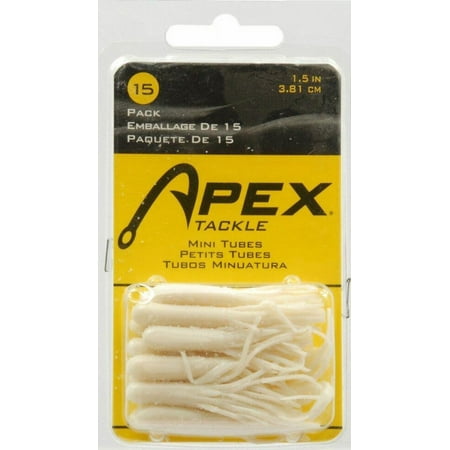 Apex Hollow Body Lure Tube Pack of 15 Pearl White 1.5-Inch