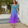 thumbnail image 3 of Blue Purple Gradient Dress Fashion Boho Beach Long Dresses Female Party Printed Maxi Dress, 3 of 9