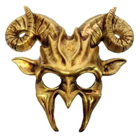 Goat Masquerade Mask Horn Adult Mens Animal Ram Venetian Costume Accessory Gold