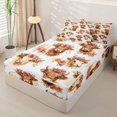thumbnail image 2 of Homewish Kawaii Highland Cattle Zipper Full Size Comforter Sets with Fitted Sheet and 2 Pillowcases,Brown Farm Animals Zipper Bedding Set For Adult,Reversible,4 Pieces, 2 of 7