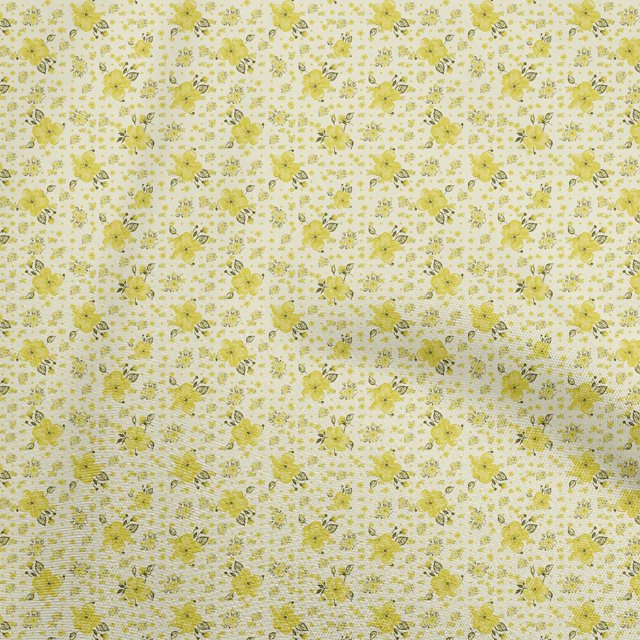 oneOone Polyester Spandex Yellow Fabric Florals Craft Projects Decor Fabric Printed By The Yard 56 Inch Wide