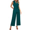 thumbnail image 2 of IUYRTFE Women's Sleeveless V-Neck Tie Waist Wide Leg Jumpsuit One Piece Romper for Summer Parties and Office Wear, 2 of 6