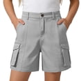 thumbnail image 2 of LIIPEE Girls Cargo Shorts Summer Lightweight Solid Color Comfort Waist Fashion Buttons Shorts With Pockets Kids Cute Loose Fit Daily School Wear,9-10 Years, 2 of 7