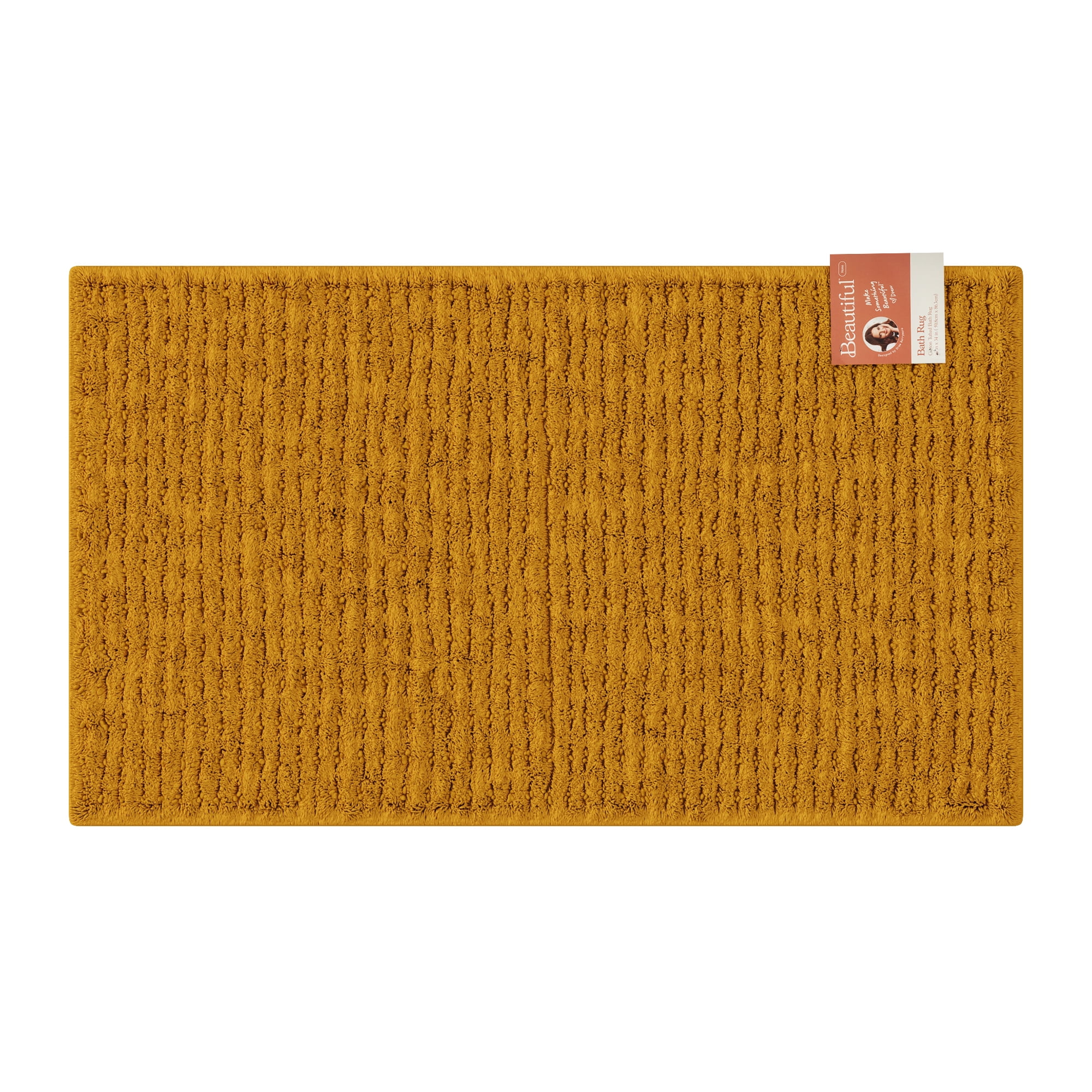 Beautiful Cotton Bath Rug by Drew Barrymore, Amber Yellow, 20x34"