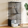 thumbnail image 5 of Dextrus 4-Tier DIY Cat Cage with Litter Box, Indoor Cat Enclosure with Ramp & Platforms for 1-2 Kittens, 28"L x 14"W x 55"H,Black, 5 of 10