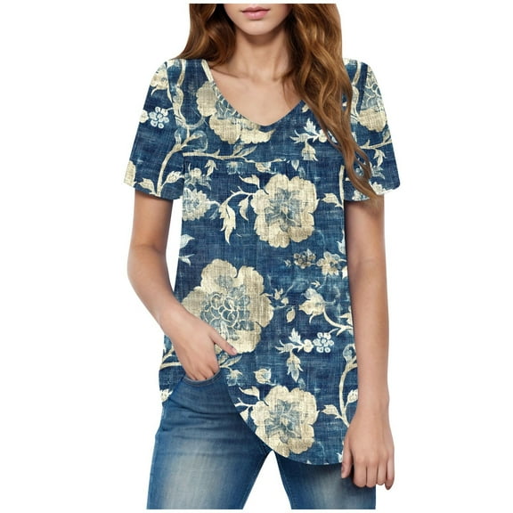 Lumivie Women'S Tops Summer Trendy Vneck Tshirts Shirts For Women Ladies Tops And Blouses Plus Size Oversized Workout Shirts For Women Multi Pack