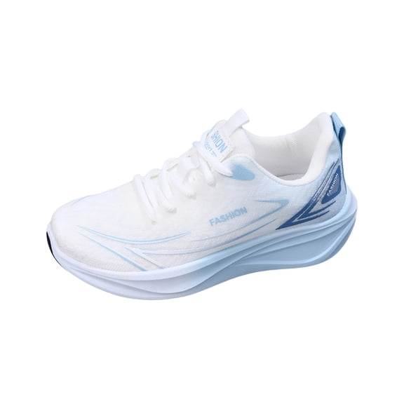 Dweltoz Women's Breathable Mesh Running Shoes Lace Up Athletic Walking Sneakers Thick Sole Low Top Casual Gym Shoes,Blue 6.5